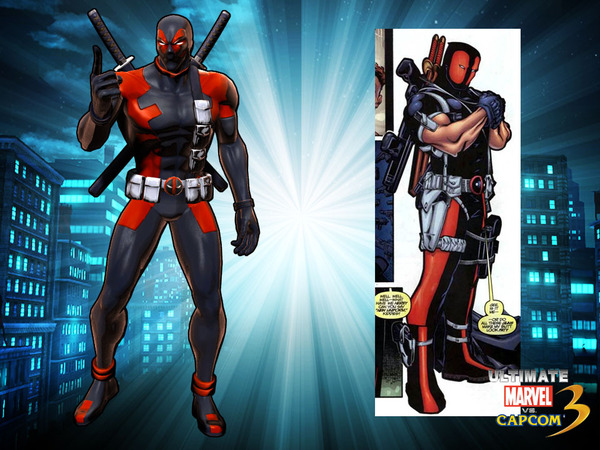 Red, black, and white suit: Deadpool's Weapon X outfit in the comics
